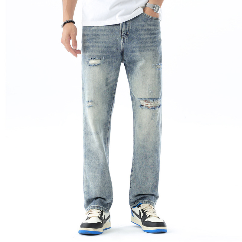 ZD80853 시원한 고품격 찢청 워싱 스판 남성 진 청바지 남자 일자 데님 팬츠 32,800원