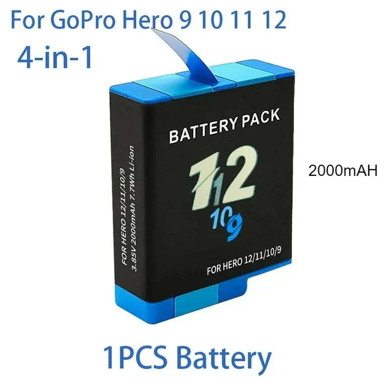 GoPro Hero 용 2000mAh 배터리 12 11 10 9 리튬 팩 모션 카메라 보관 고속충전동 충전 23,700원