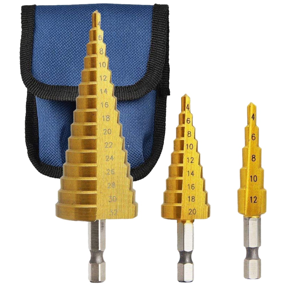 야토 스텝드릴 3종+파우치 천공날 홀쏘 드릴비트 세트, 1개 6,300원