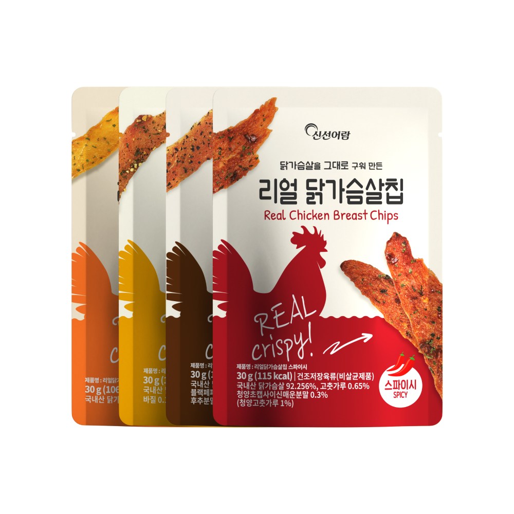 신선어람 리얼 닭가슴살칩 혼합 4종 4봉세트, 20개, 30g 49,900원
