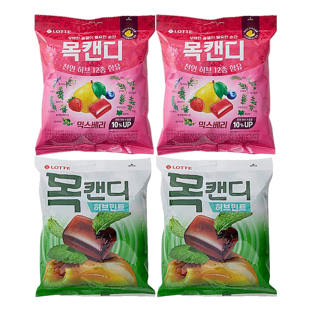 목캔디 대용량 2가지맛 세트 목캔디 허브민트 217g 2P + 믹스베리 217g 2P 총 4P, 1세트, 217g 16,830원