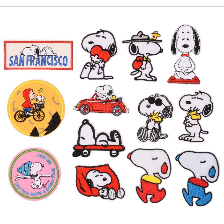 자수패치 와펜 패치 스누피 자수와펜 빈티지와펜 열접착식 캐릭터와펜 열전사지 옷패치 13종 세트 9,980원