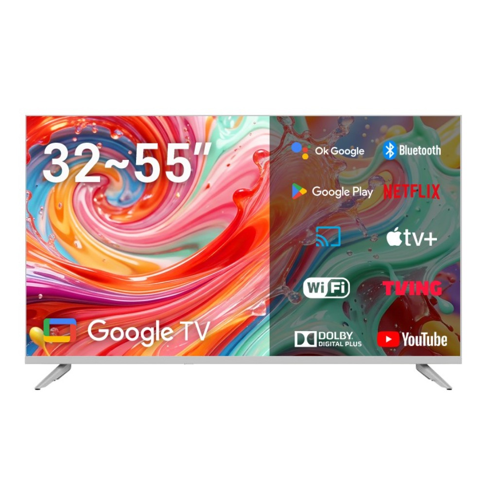 큐빅스 구글 스마트 tv 32인치 40인치 43인치 50인치 55인치 화이트 티비 모음전, 단순배송상품, 스탠드 또는 벽걸이 호환 가능, 50인치 UHD QLED 화이트, 127cm(50인치) 439,000원
