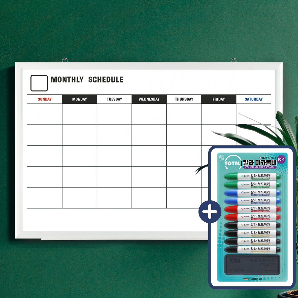 일반 스케줄 보드 영문형 + 칼라 마카콤비 세트, 화이트우드 32,000원