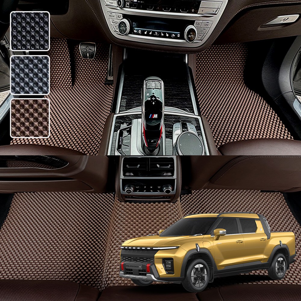 무쏘EV 전용 3D 엠보싱 차세대 고무매트 1열2열 세트 (2025~), 브라운, 307_1무쏘EV2열일체형 59,000원