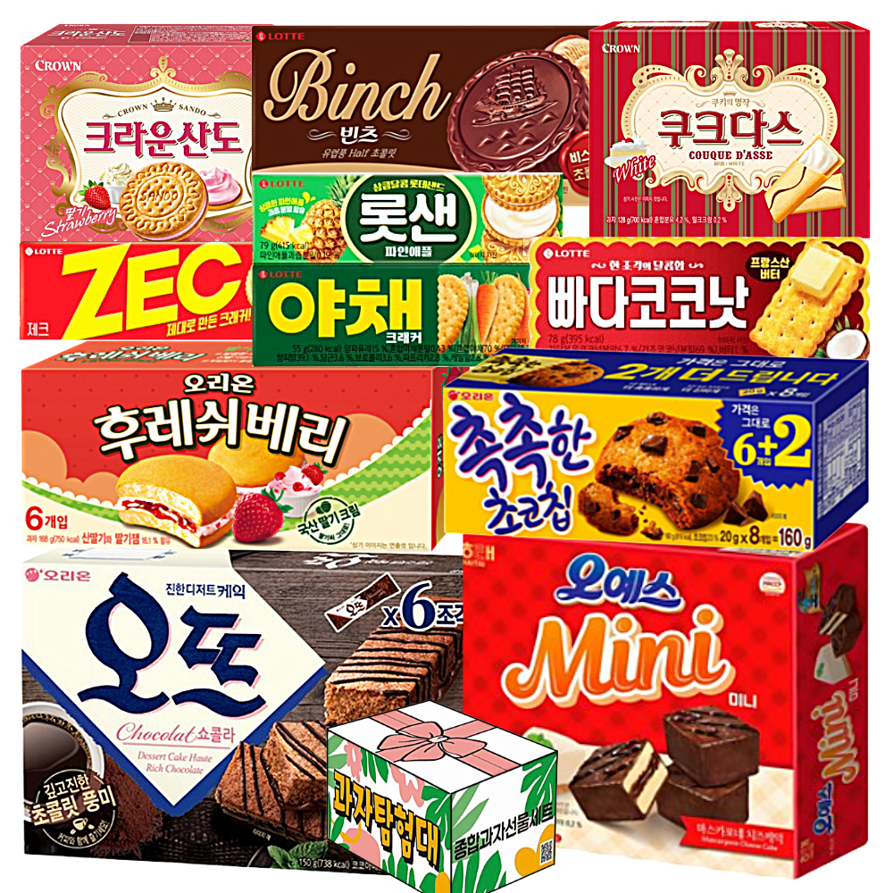 사무실 과자세트 11종 간식 모음, 1세트, D세트 오뜨쇼콜라 후레쉬베리 오예스미니 크라운산도 외 28,000원