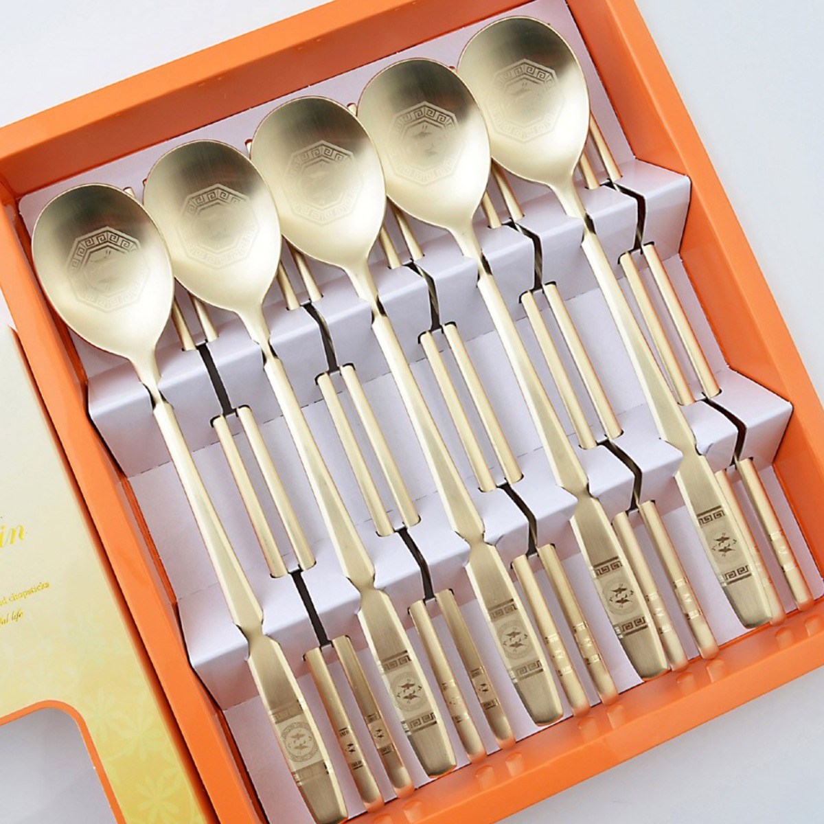 H. JIN현진 쌍학 티타늄수저 5벌세트+포장+쇼핑백/ 총동문회 주문제작선물 관공서홍보물 vip기념품 정년퇴임선물 칠순선물 업체판촉물 답례품수저, 5세트 48,000원