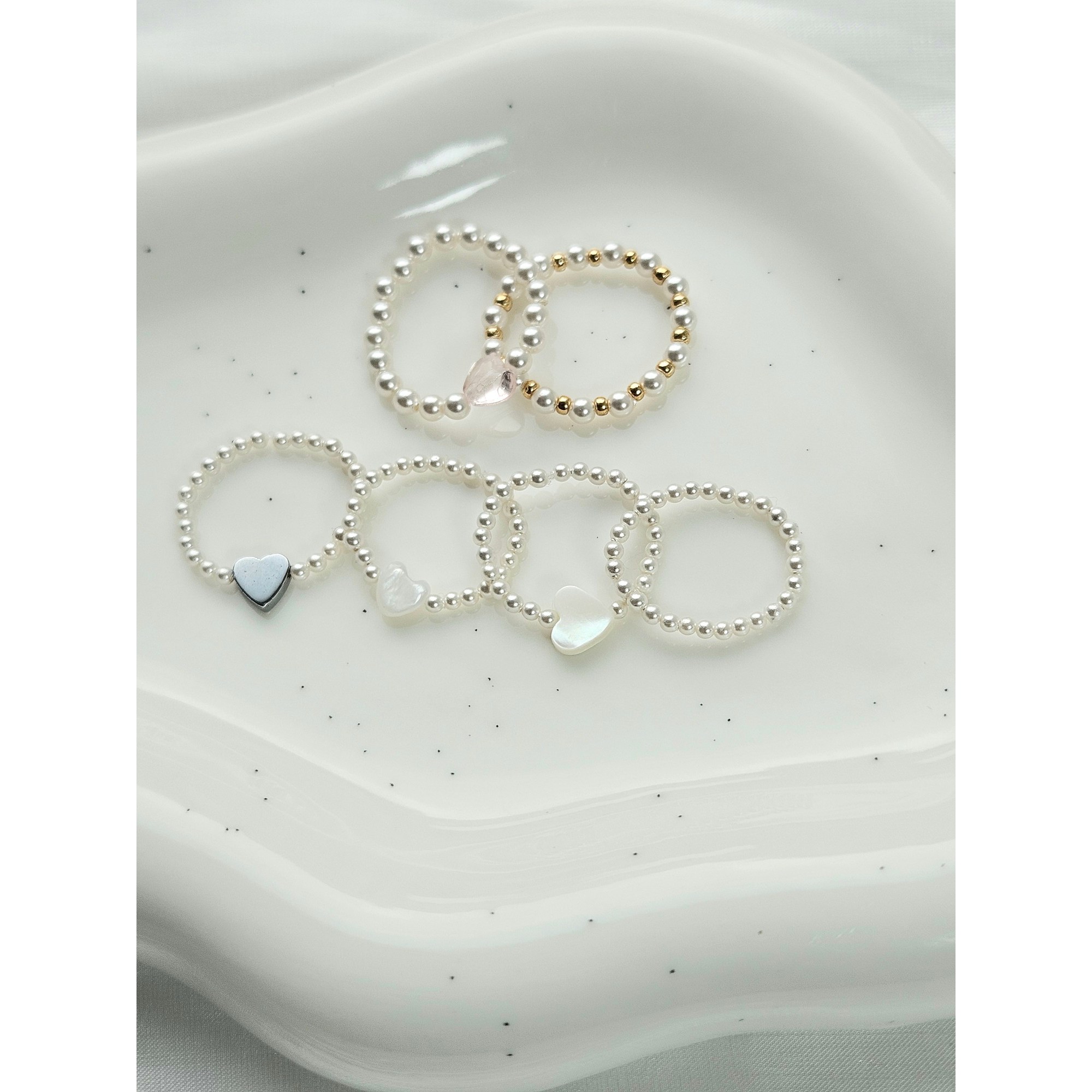 스와로브스키 진주 반지 2개 세트 핸드메이드 8,490원