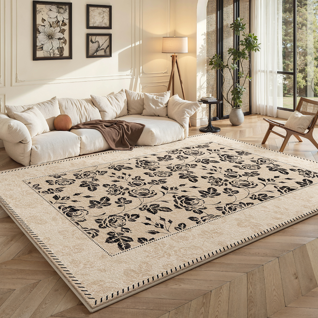 Radearl 고급스러운 빈티지 프렌치 워셔블 러그 양모터치 거실 카페트 72,800원