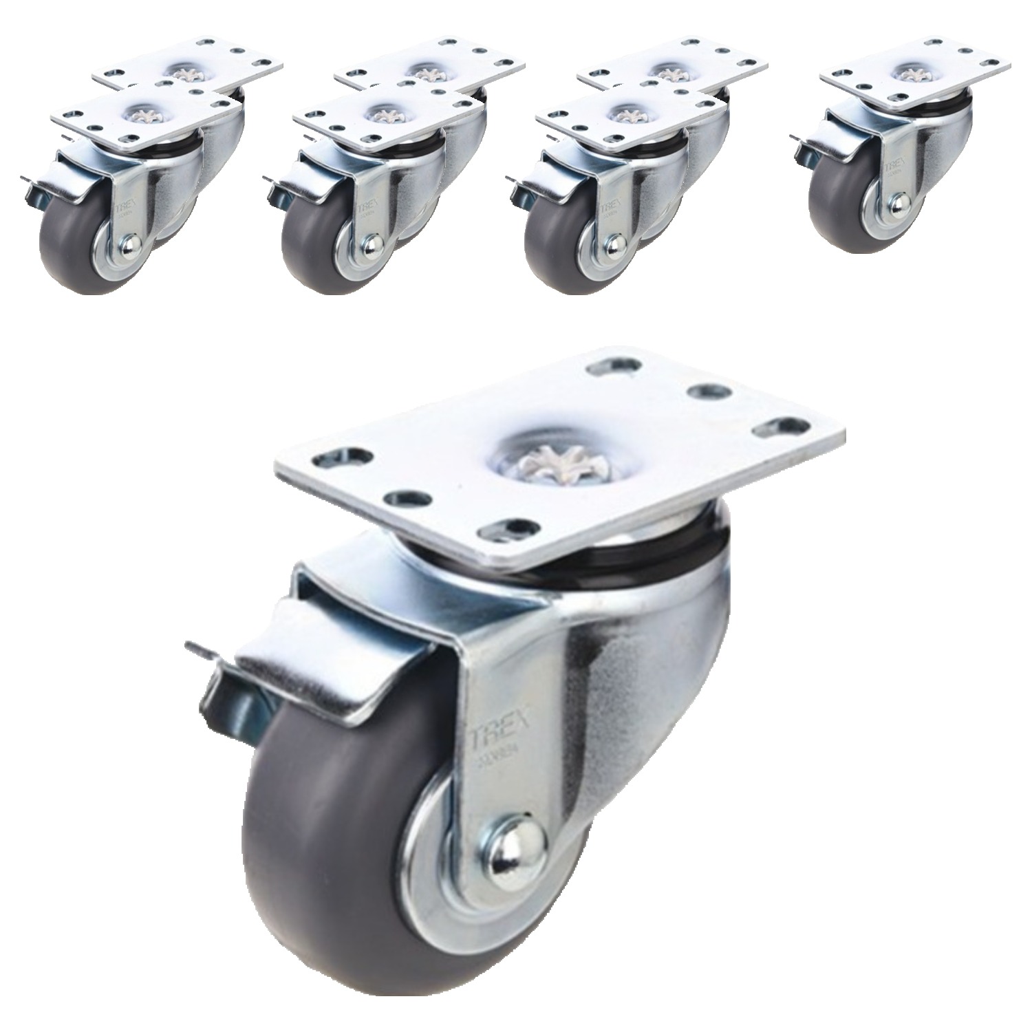 티렉스캐스터 회전 브레이크 캐스터 바퀴 104 x 64 x 95 mm 저소음 GRAY P503S-4B 83,300원