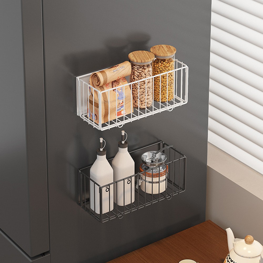 무타공 마그네틱 철제 다용도 수납바구니 세탁실 주방 욕실 선반 빨래바구니, 블랙 17,900원