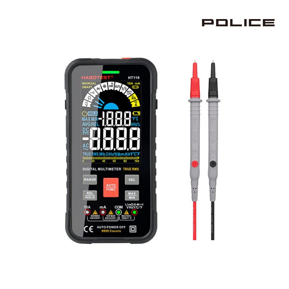 폴리스 HT-116 스마트 멀티미터 테스터기AC전압 DC전압테스트 저항 연속성 39,500원