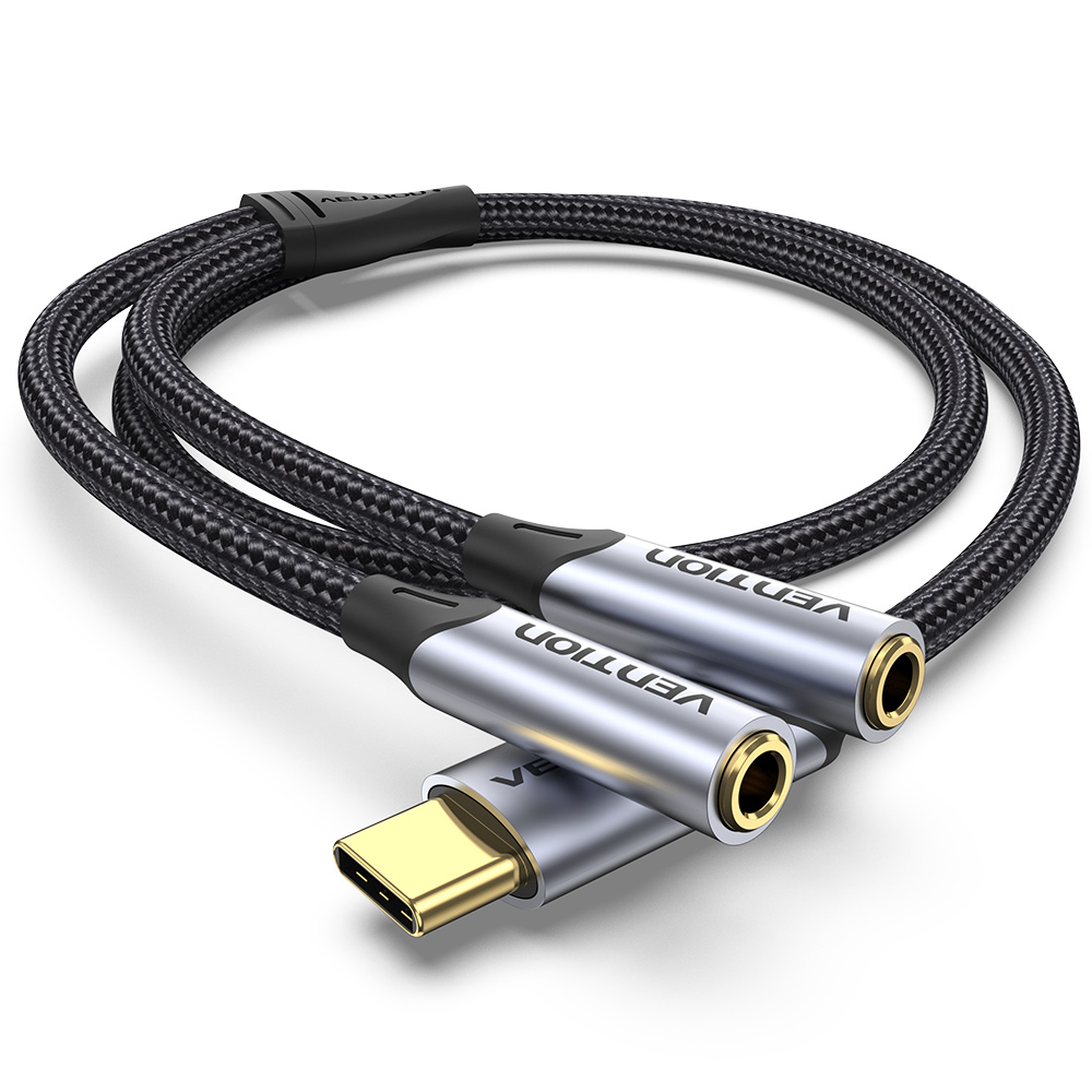 벤션 하이파이 DAC C타입 to 3.5mm 듀얼 이어폰 오디오 변환 젠더, BGN, 1개 14,900원