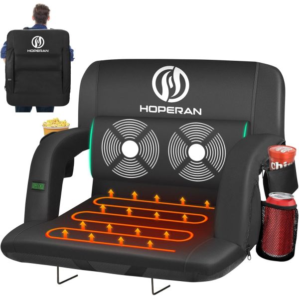 방석 메모리 엉덩이 허리 지지대와 요추 베개가 있는 블리처용 호페란 마사지 온열 경기장 좌석 3단계 난방 및 6가지 모드 휴대용 의자 161,350원