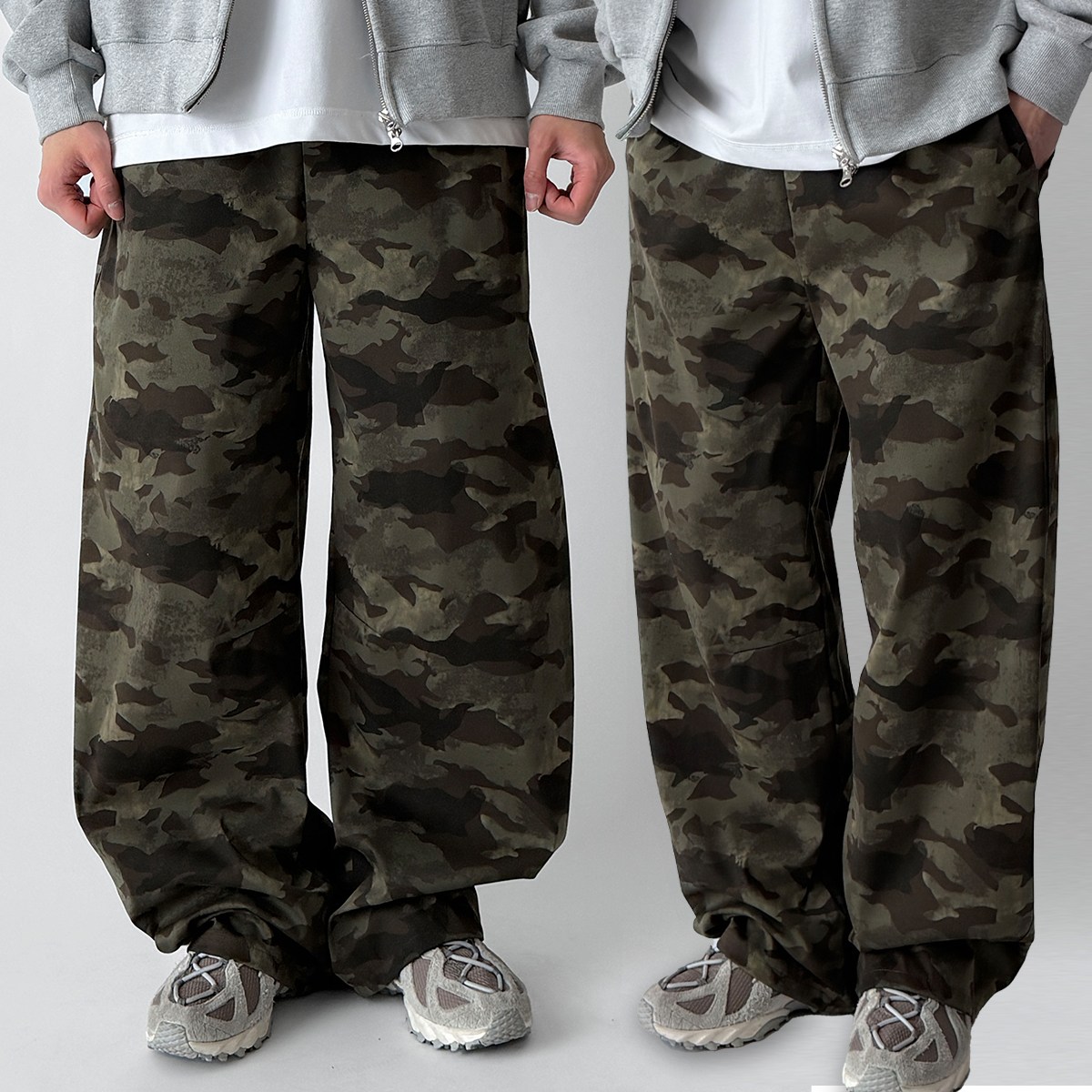 빠델 1+1 카모 남성용 커브드 벌룬 절개 벌룬핏 와이드팬츠 34,700원