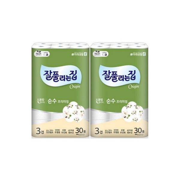 [하나로마트] 잘풀리는집더도톰한련30m*30롤(3겹), 2개, 30개입 47,460원