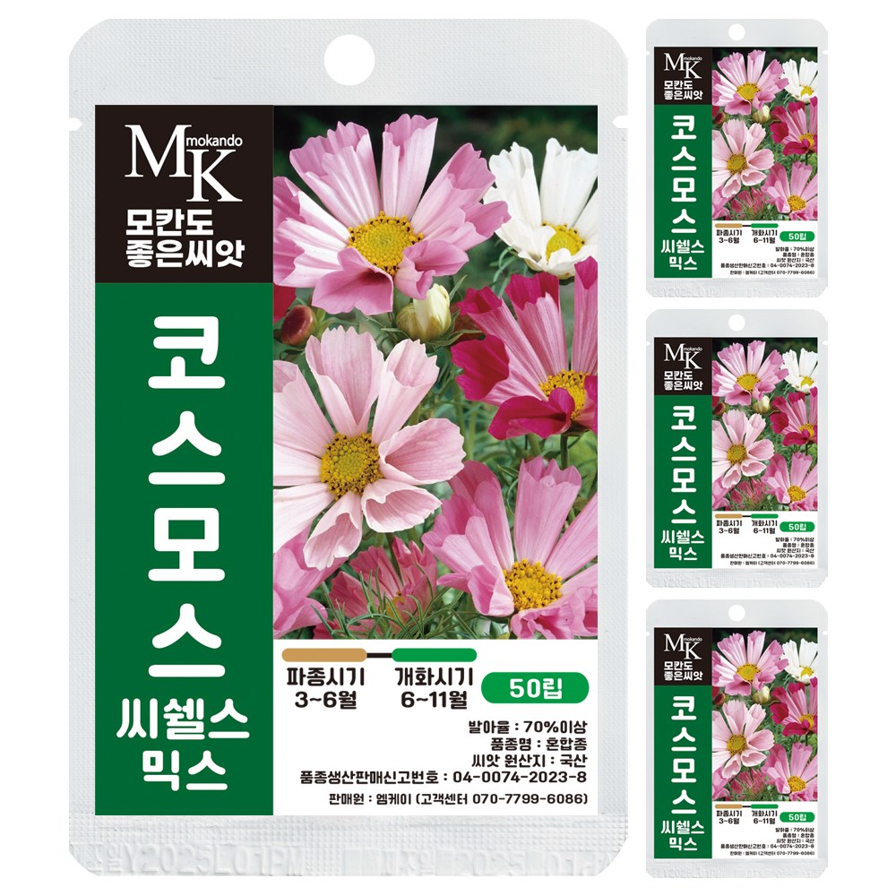 모칸도 좋은씨앗 코스모스 씨쉘스 믹스 씨앗 혼합 국산 50립 꽃씨 꽃씨앗 16,800원