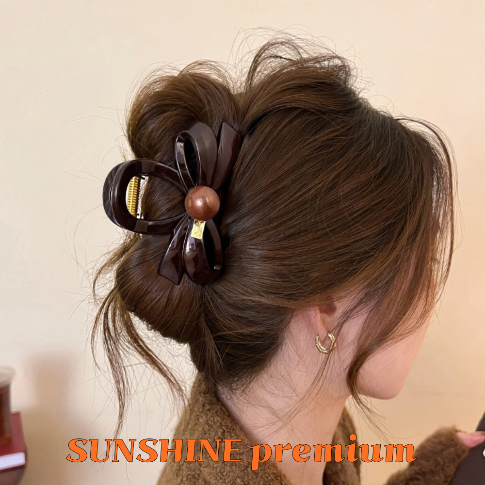 SUNSHINE 프리미엄 리본 올림머리 헤어 집게핀 8.5cm 18,000원