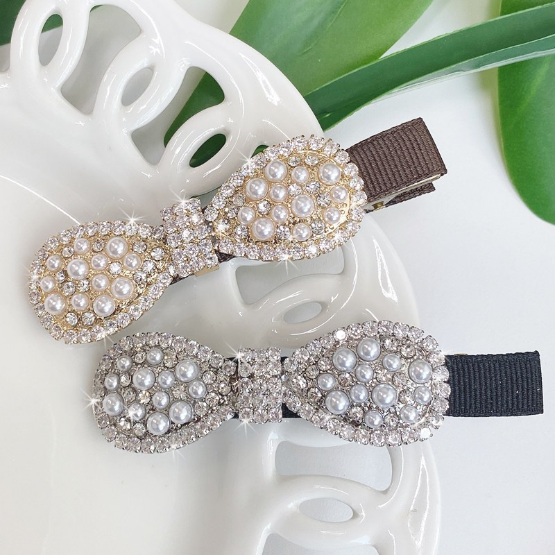 레인걸 리본진주 포인트용 옆집게핀 큐빅 머리핀 헤어핀 2종세트 16,900원