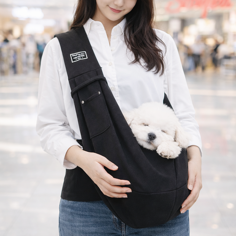 나너마켓 안정감있는 포근한 강아지 슬링백, 1개, 블랙 21,200원