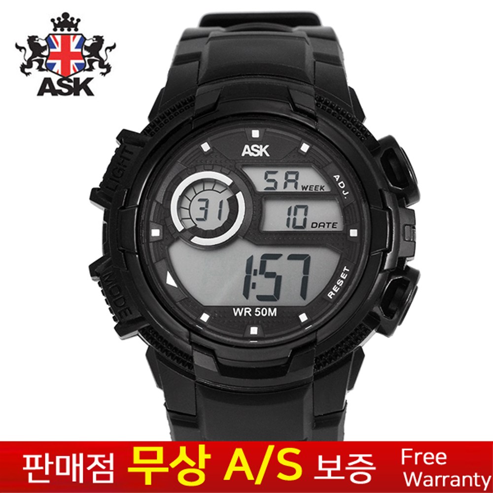 [ASK][에스크][무상AS] 남성남자 군인군대 학생아동용 우레탄밴드 스포츠 아웃도어 전자손목시계 SK336K 24,900원