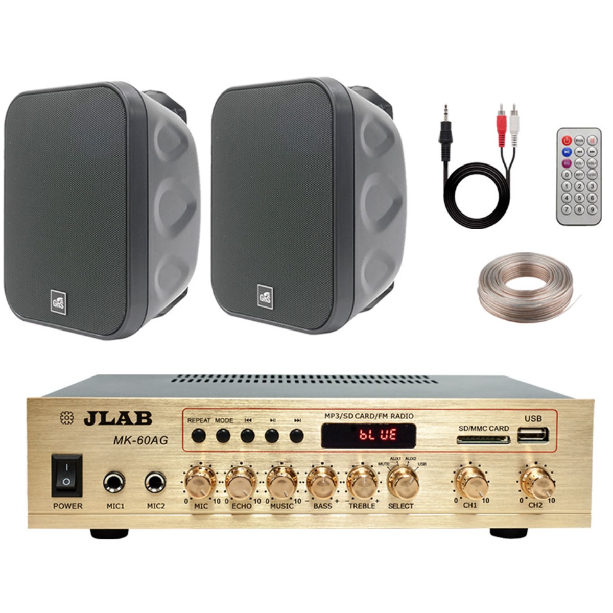 [사은품케이블] 2채널 블루투스 소형 앰프 MK-60AG 매장 카페 업소용 방수 방진 패션 스피커 패키지 205,000원