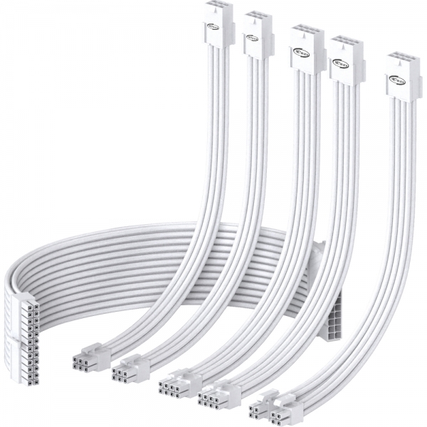 NETmate NM-DPR05911EZ PSU 연장 16AWG 슬리빙 케이블 0.3m 올화이트6종 ATX24핀 PCI-E 8핀 6핀 EPS 4+4핀 43,500원