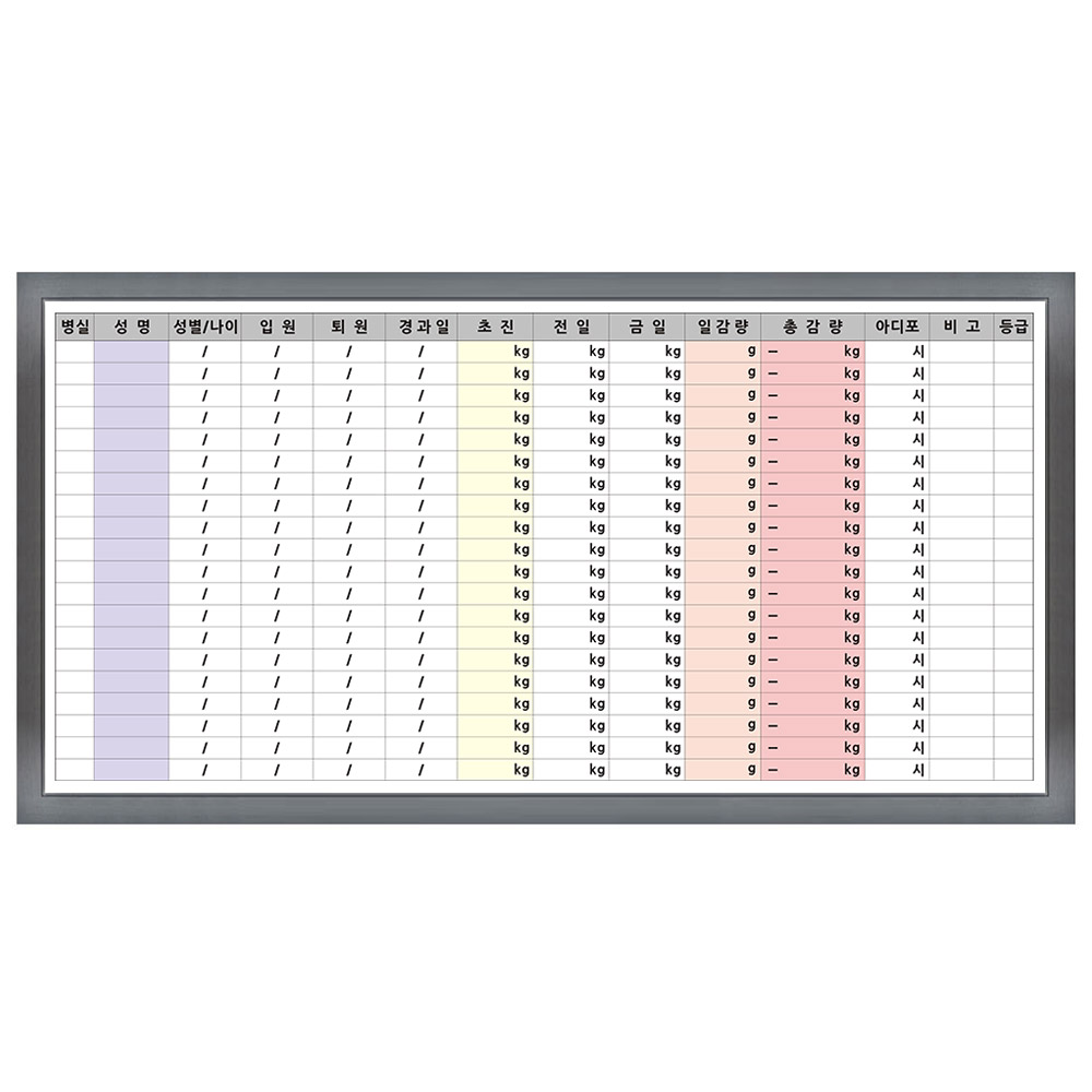 병실 성명 나이 입원 퇴원 기록 현황판 시안 맞춤제작 병원1200-2400mm 297,000원
