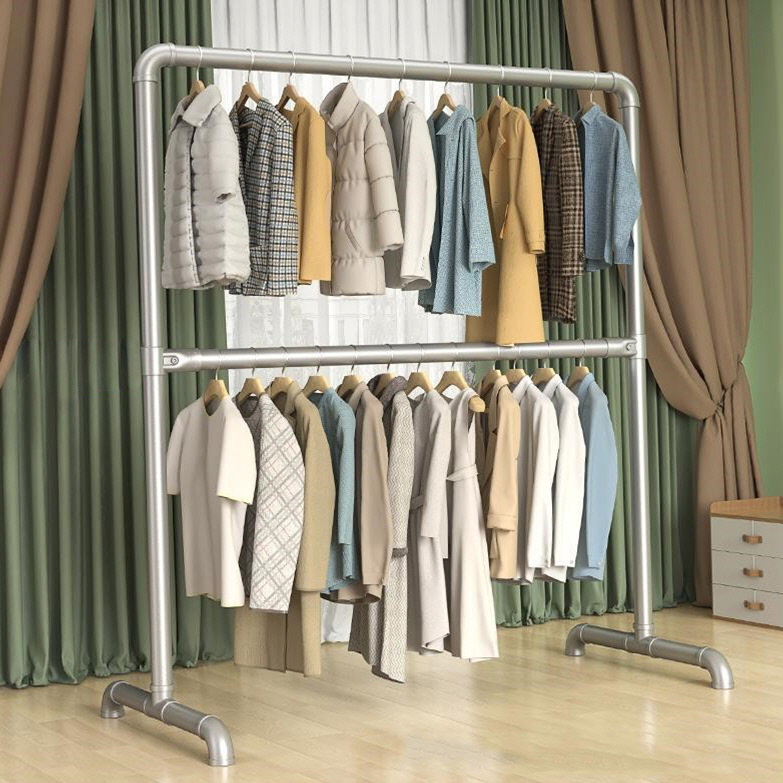 철제 파이프 행거 옷걸이 스텐드 이동식 튼튼한 2단 1단 스틸 실버 드레스룸, 듀로 행거-대형 48,900원