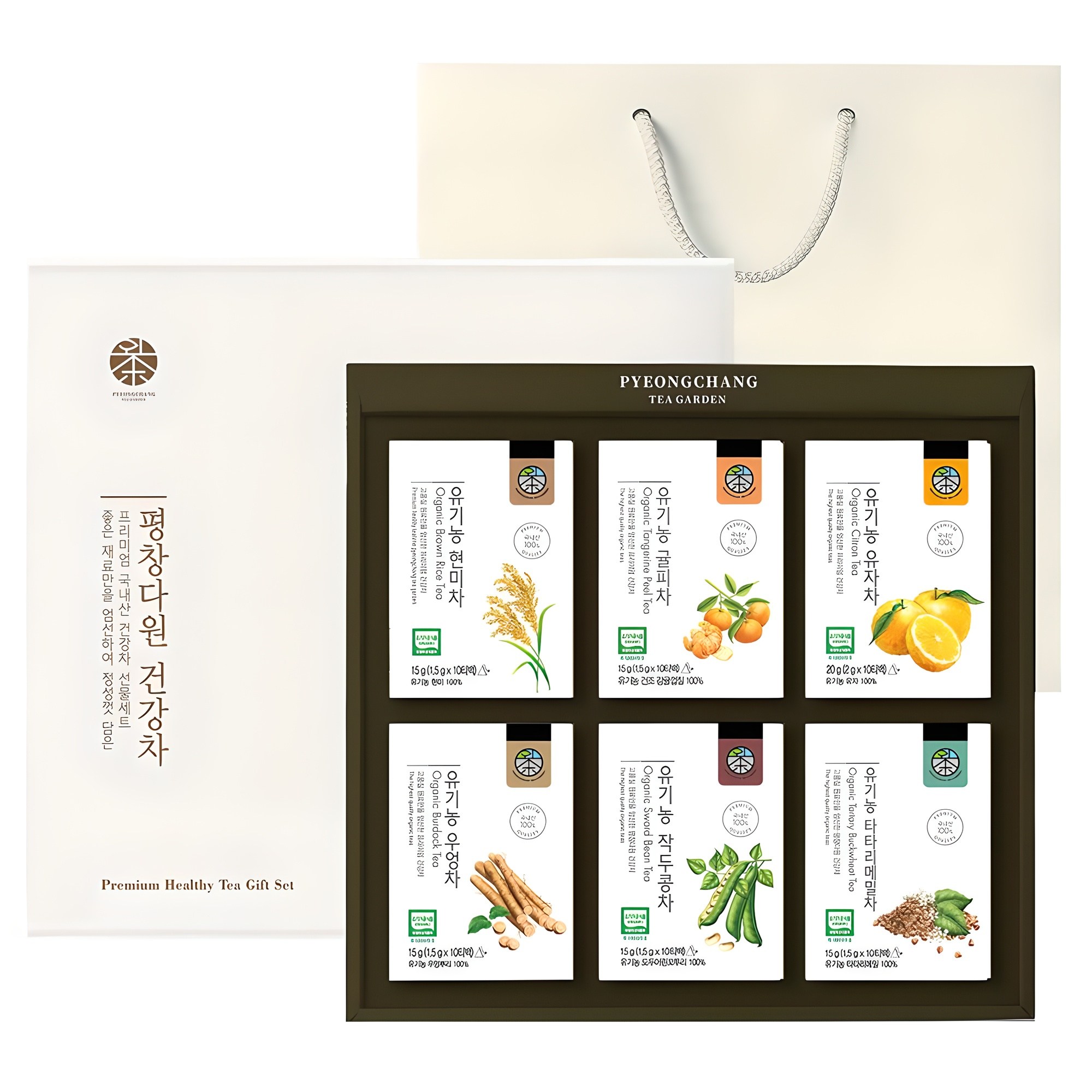 평창다원 유기농 건강차 선물세트 2호, 건강차 6종 + 쇼핑백, 1개 38,000원