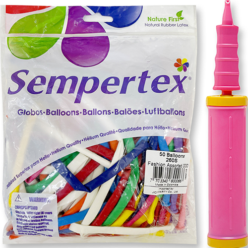 조이파티 셈퍼텍스 요술풍선 260S 일반혼합 50p + 손펌프 세트 9,720원