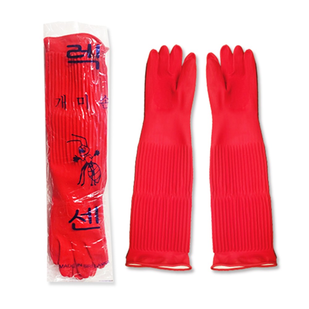 렉센  롱  긴 고무장갑 120켤레(레드) 중(M) 12호 1박스  김장 업소용 부드럽고 두꺼운 장갑 370,000원