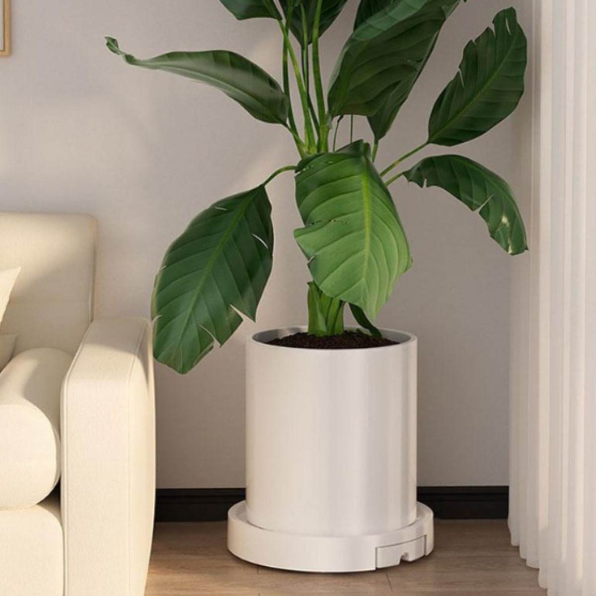 우이지아 자동물빠짐 안전바퀴 화분받침대, 1개, 화이트 12,500원