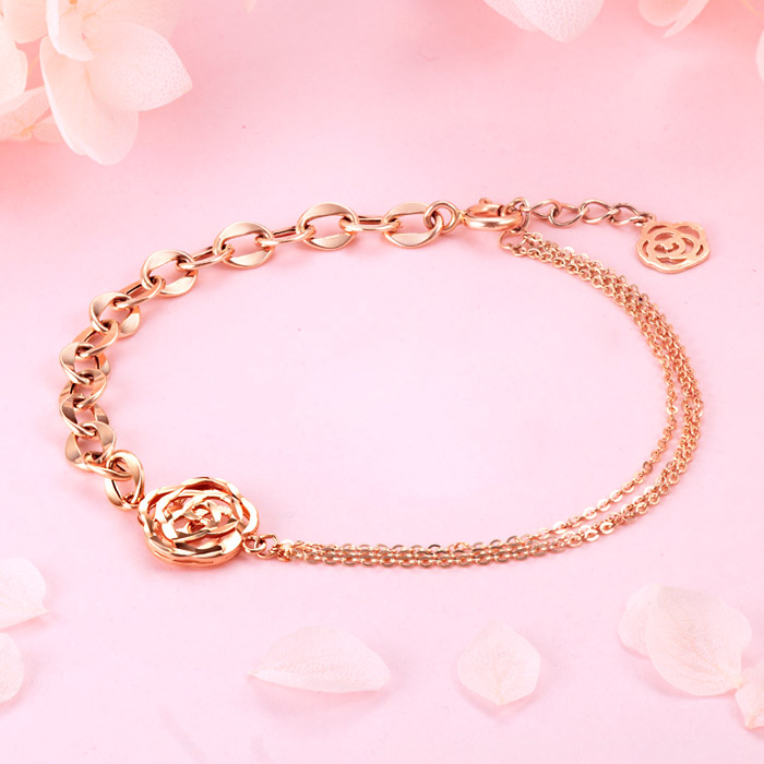 골드앤 18K 에스트로즈 팔찌 할로우 더블체인 장미 팔찌 808,600원