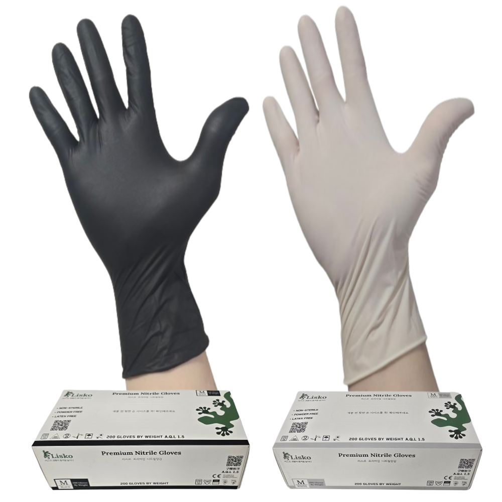 리스코 식품용 니트릴장갑 라텍스 요리용 두꺼운 파우더프리 청소용 200매, 블랙, M, 200매, 1개 27,400원