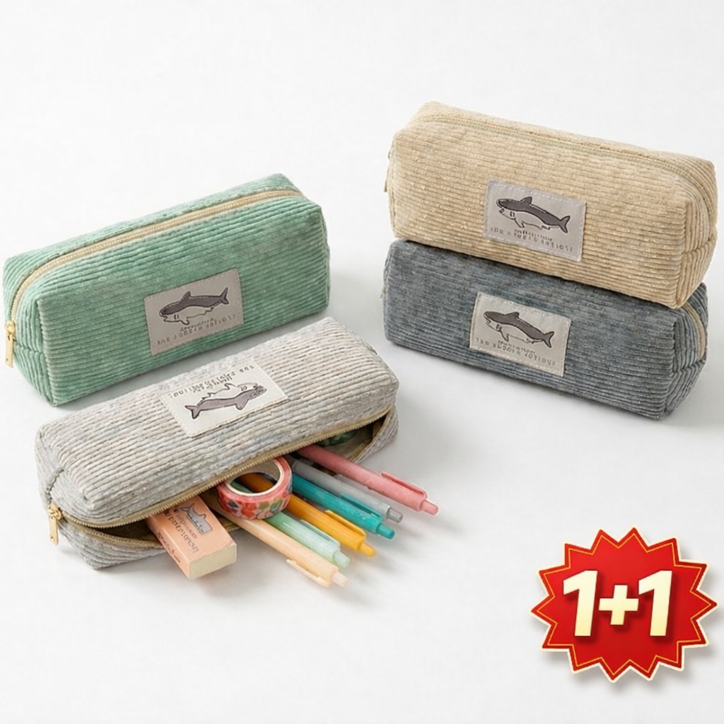 LHK주연 따뜻한 골덴 필통 상어 자수포인트 학생 문구 수납파우치 대용량 19,700원