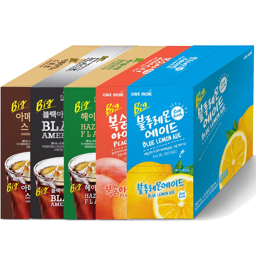 [카페모어] 빅 커피 모음, 혼합 5종 (5케이스, 40개입) 대용량 커피, 에이드 구매 찬스!!, 340ml, 1세트 28,990원