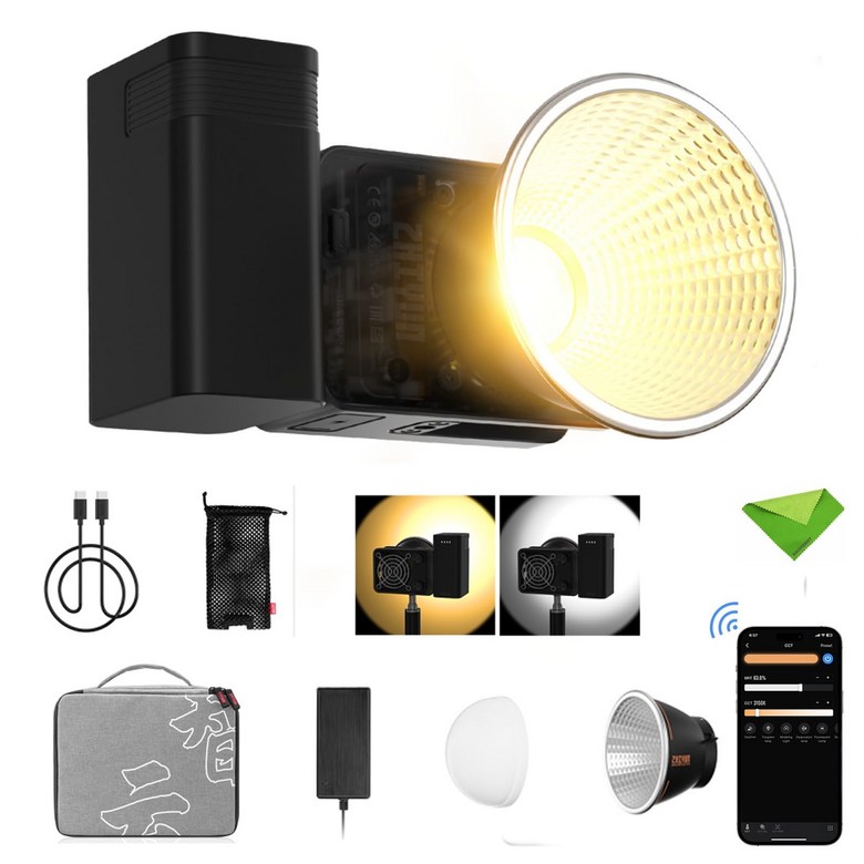 지윤 X60 콤보 60W LED 비디오 조명 바이컬러 CCT 2700-650K 사진 촬영을 위한 APP 제어 연속 스튜디오 유튜브 브이로그 라이브 스트림 등 ZY 마운트 315,800원