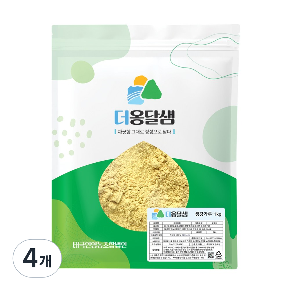 더옹달샘 맛이 진한 수입 생강 가루 분말 1kg 생강차 진저(판매자 직접 가공), 4개, 1kg 73,600원