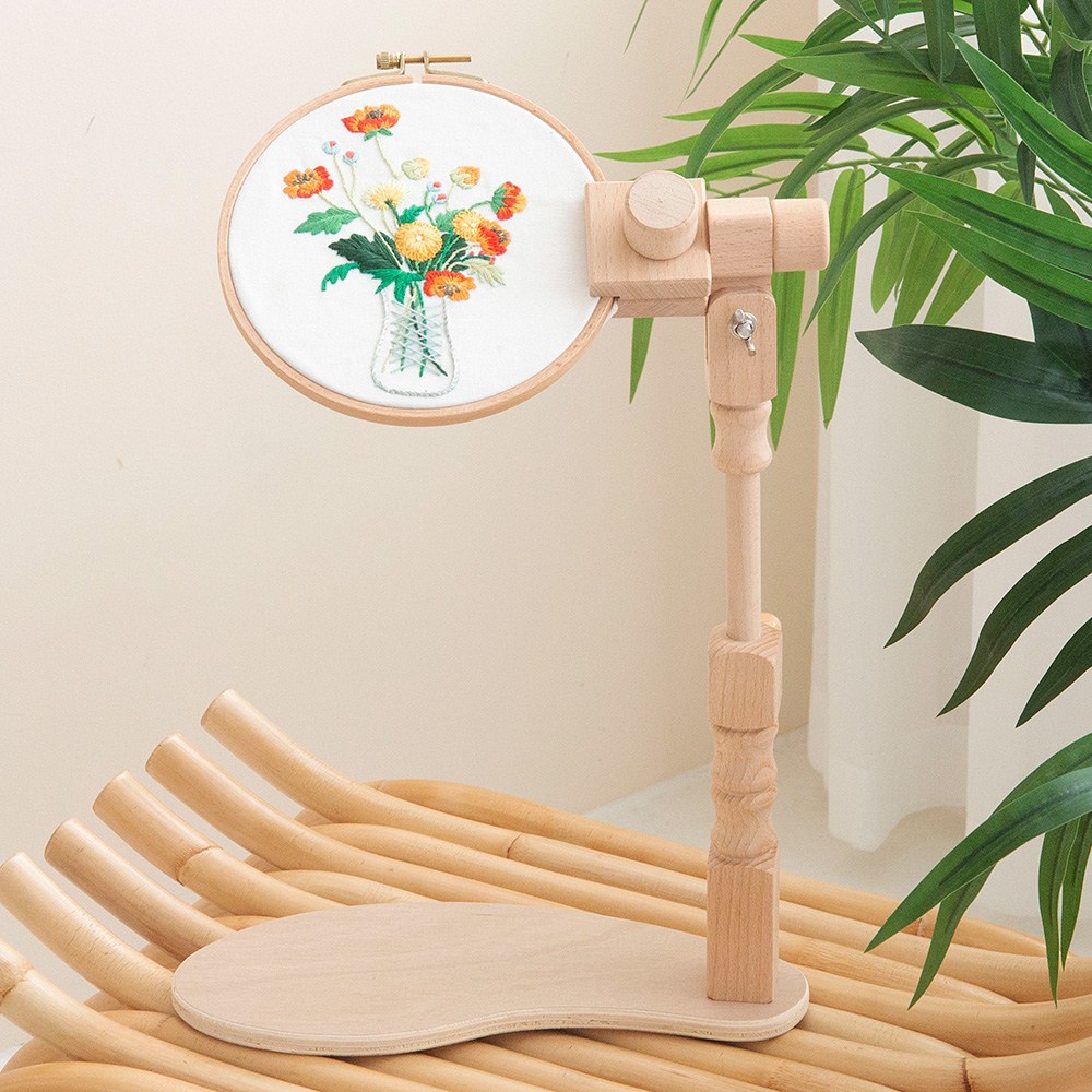 프랑스 자수 프레임 원목 자수틀 좌식 수틀 십자수 회전 높이조절, 1개 29,000원