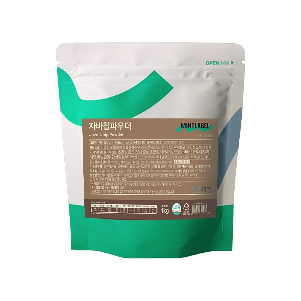 민트라벨 자바칩 파우더 | 진한 초콜릿칩 음료 파우더 | 프라푸치노 스무디 재료 | 홈카페 자바칩 음료, 11개, 1kg, 1개입 142,500원