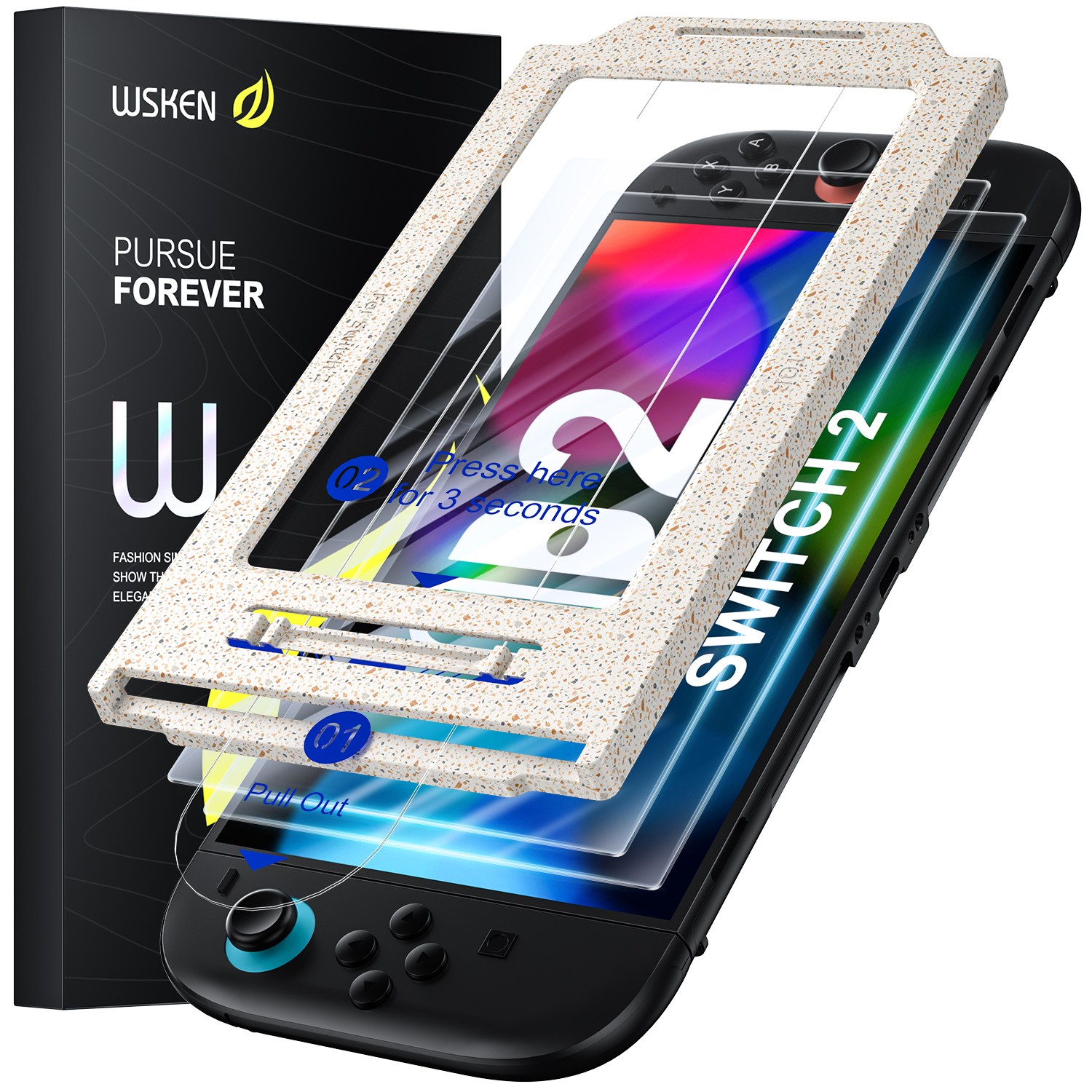 WSKEN 닌텐도 스위치2 고화질 강화유리 액정보호필름 블루 라이트 차단 9H 지문방지+ 친환경 이지툴, 2개, 아이보리, 닌텐도 스위치2 26,900원
