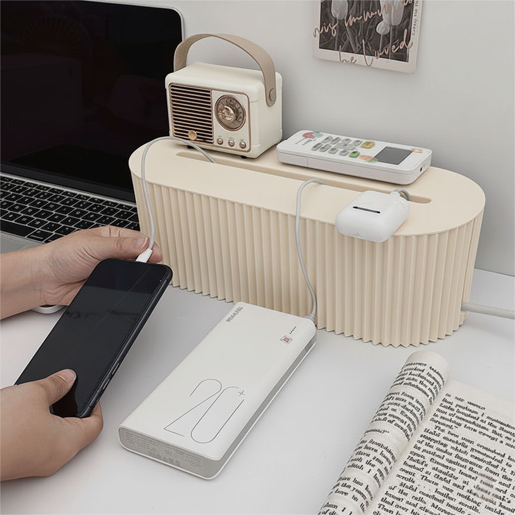 깔끔한 데스크탑 선정리 핸드폰 거치 멀티탭 케이블 정리함 10,500원