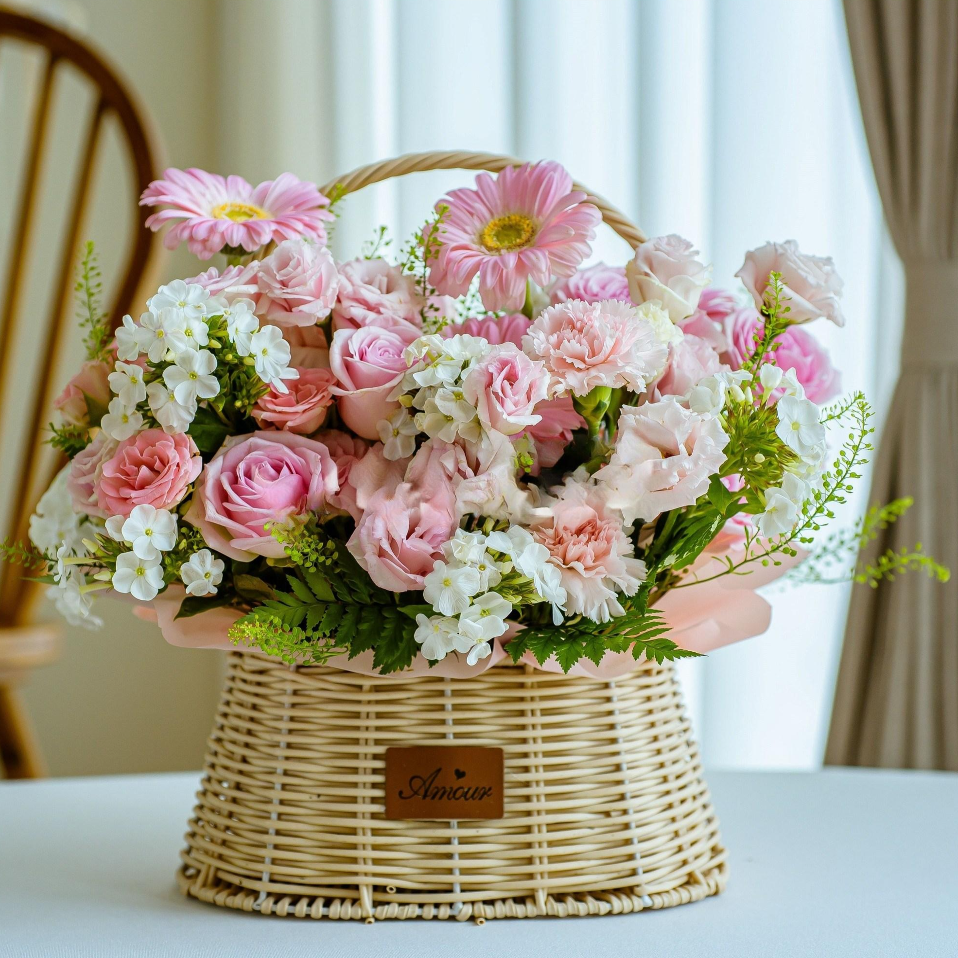 플라워픽 분홍혼합장미꽃 감사선물추천 전국배송 꽃배달 꽃바구니배달 축하 기념일 개업 연인선물, 1개 84,000원