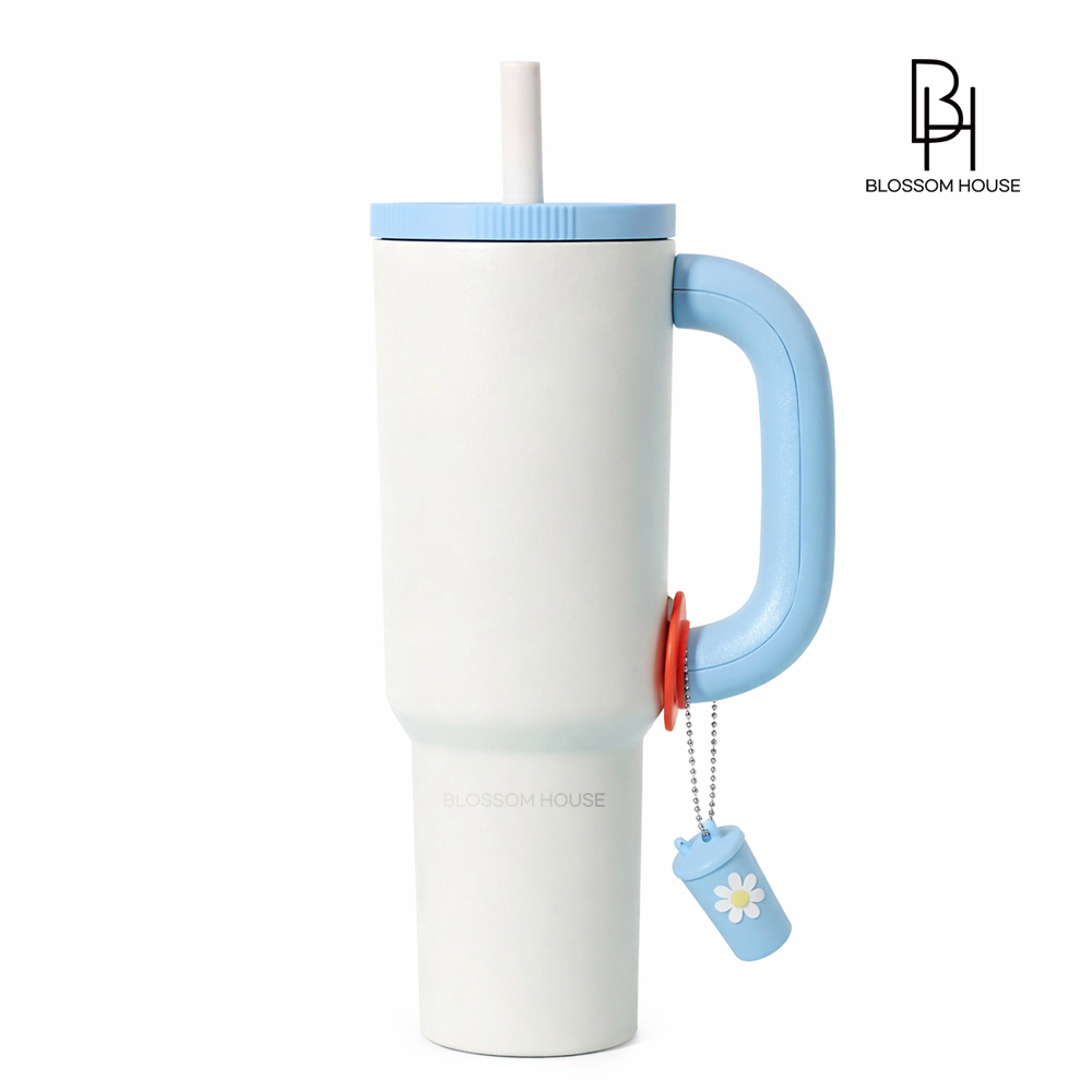 블라썸 스텐 304 보온 보냉 대용량 손잡이 텀블러 1.2L(+키링 랜덤증정), 1개, 1.2L, 밀크 화이트 24,900원