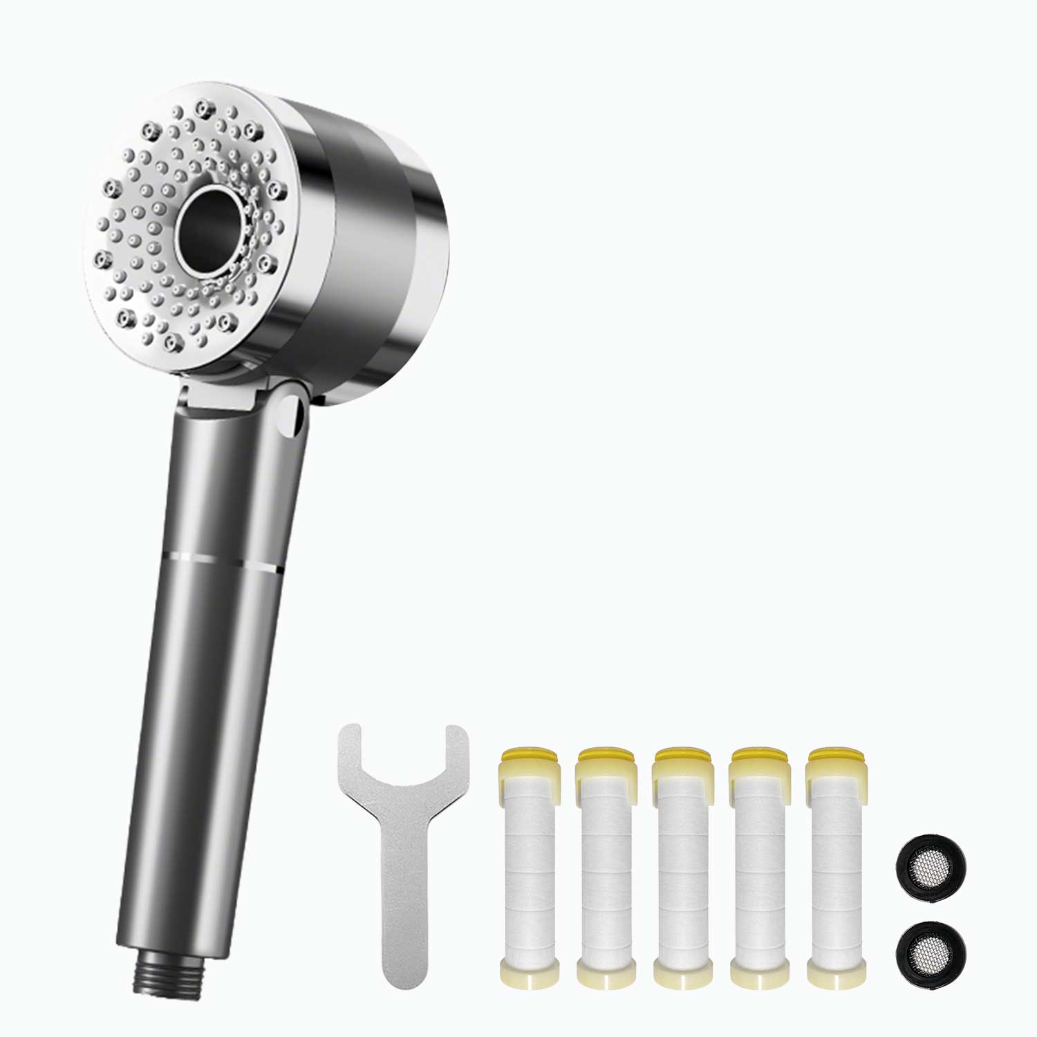 4단조절 온오프 수압상승 조절 필터 샤워기헤드 욕실 샤워기 샤워호스 세트 1.5m, 샤워헤드 회색 + 5순수필터, 회색, 1개 25,780원