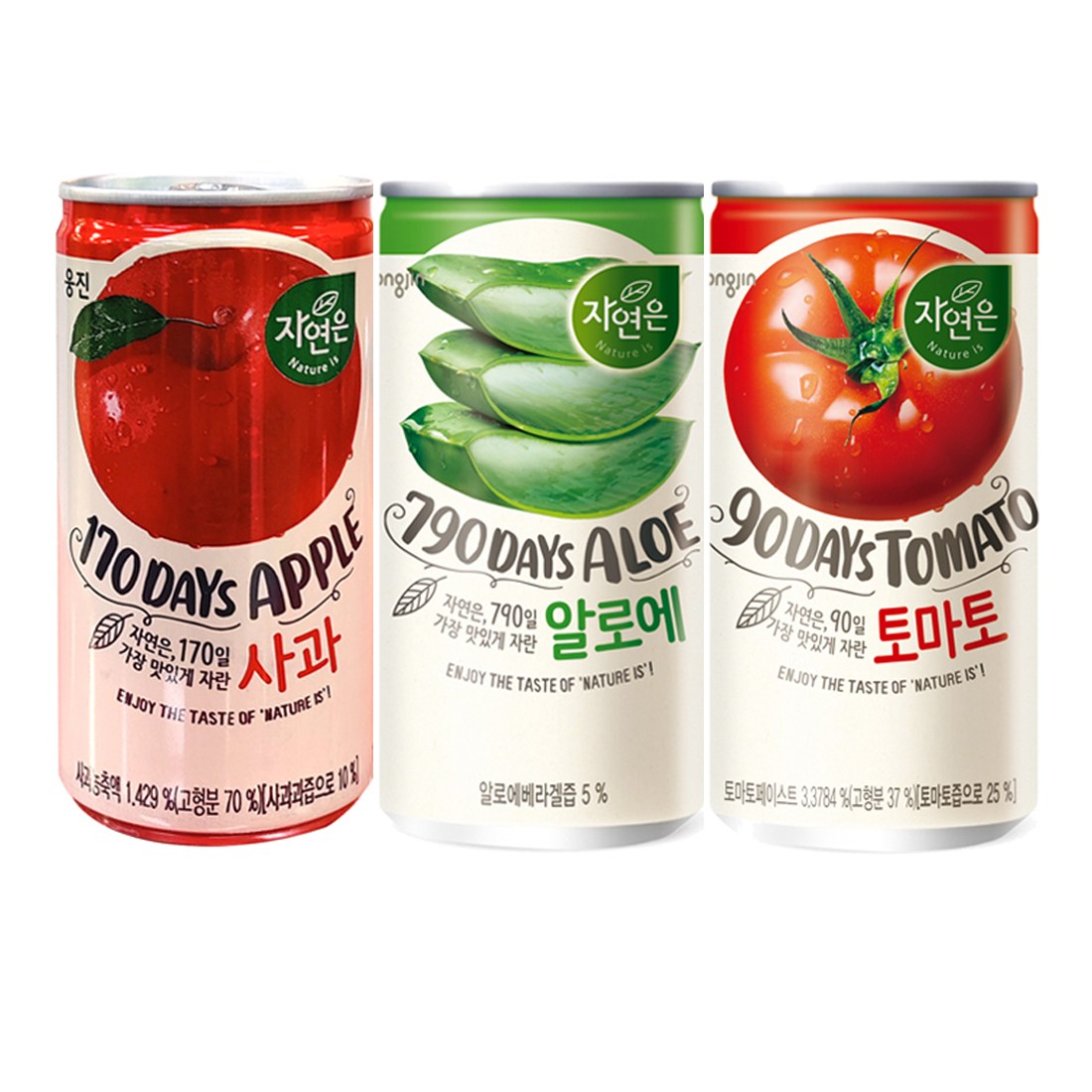 Yotta_미니캔 과일음료 웅진 자연은 사과(30캔) 알로에(30캔) 토마토(30캔) 180ml, 90개, 180ml 40,800원