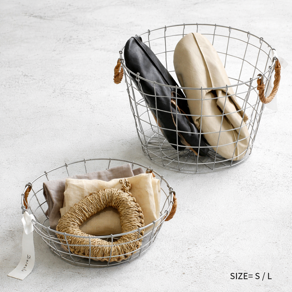 Dusaule 듀솔 철재 와이어 원형 바스켓 바구니 천연 버드나무 손잡이 다용도 수납 29,500원