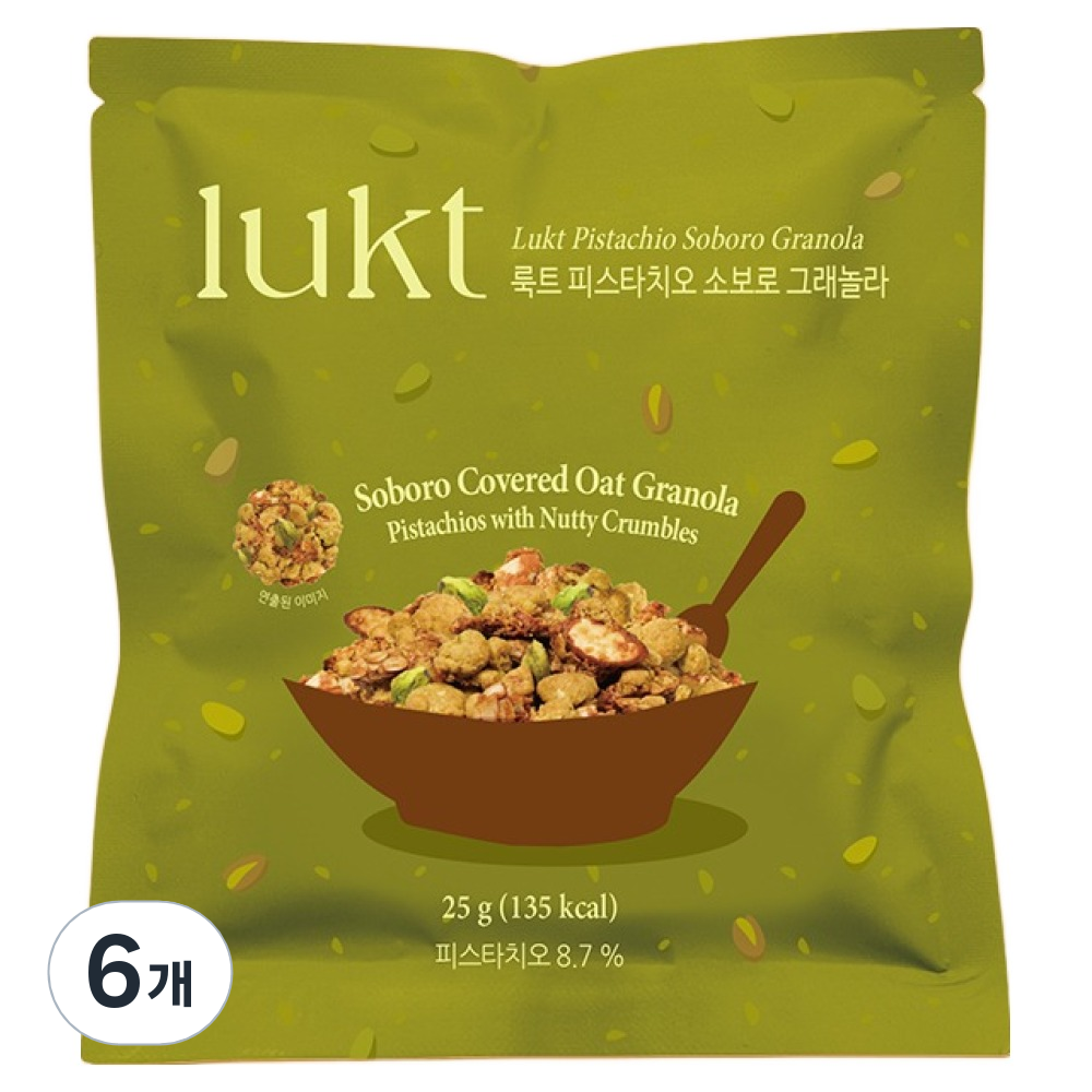 룩트 피스타치오 소보로 그래놀라, 25g, 6개 14,940원