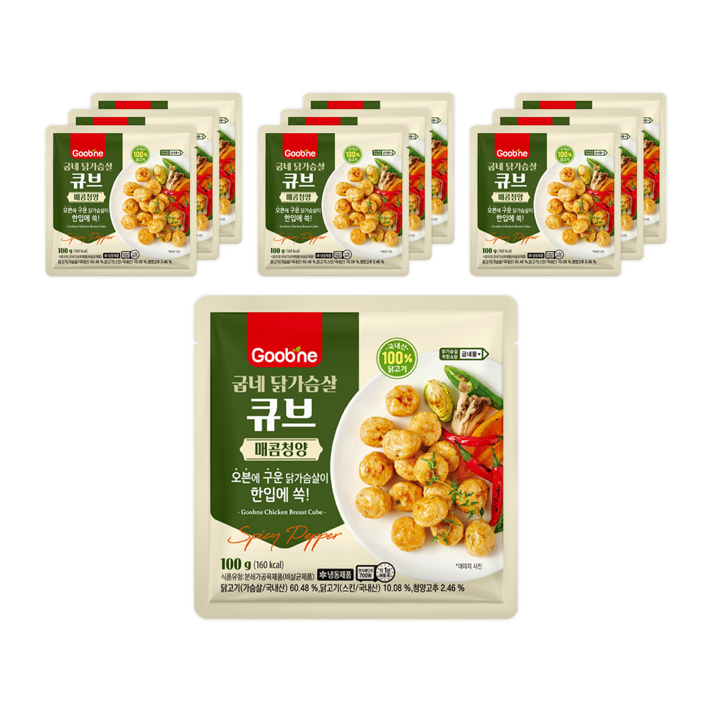 [굽네] 닭가슴살 큐브 매콤청양 100g, 100g, 10개 25,100원